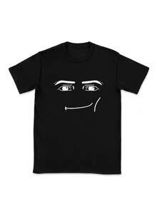 Anime Robot Robloxs Face T-Shirts, Funny Shirt ,Graphic Tees ,Crew Neck Short Sleeve T Shirts ,Women Clothing ,Harajuku T Shirts, Tee ,Summer Tops - 黑色 - 查看 12