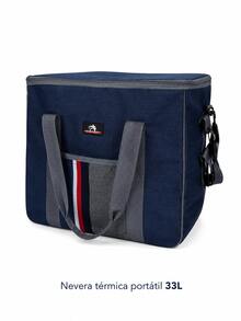 Esta bolsa térmica portátil de gran capacidad es práctica y abriga, lo que la hace ideal para familias y estudiantes.Ligera y fácil de transportar, se puede usar para picnics, la playa, acampar y el trabajo.Mantiene los alimentos calientes o fríos y cuenta con un revestimiento de papel de aluminio. - Bolsa de hielo con bloques de color gris y azul. - Ver 6