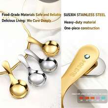 Set Sendok Gagang Pendek 4 Buah: Sendok Mini Stainless Steel dan Sendok Bulat Kecil Gagang Tebal, Cocok untuk Garam, Bumbu, Makanan Penutup, Teh, dan Kopi - View 3