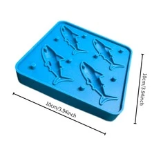 鯊魚矽膠冰塊模具，4格不沾矽膠冰塊模，適用於製作冰塊，創意廚房派對模具，派對必備，夏季必備 - 查看 3