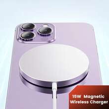 15W 磁吸無線充電器，相容於 17 Pro Max/17 Pro/17/Air/16/15，快速充電底座，MagSafe 充電器 - 白色 - 查看 3