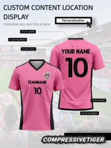 Customizable Men's Miami Pink Sports Jersey - Personalized With Name/Number/Logo, Breathable Quick-Dry Training Top Suitable For Football, Volleyball, Gym, Father's Day Gift, Athleisure - Pink - View 1