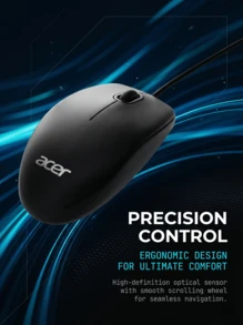 Acer OAK920 Wired Mouse With Quiet Buttons | Suitable For Home, Office, Laptops, Desktops, And All-In-One PCs | Stylish Ergonomic Peripheral - View 6