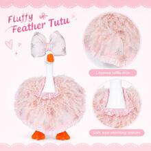 7-Inch Mini Desktop Goose Set With Bow Princess Dress, Magnetic Duck Statue Desktop Key Holder Decor, Desktop Goose Table Ornament Gift (Cute Style, Fabric, Pink) - A - View 8