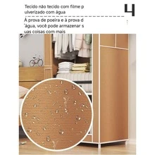 Single Wardrobe With Wire Frame, 146cm, Clothes Organizer With Curtain Door - View 4