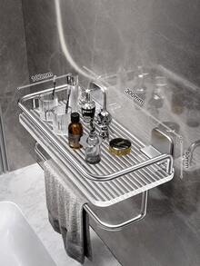 Acrylic Silver Bathroom Bathroom Storage Shelf Transparent Wall-Mounted Washroom Shower Room Vanity Storage Rack - Silver - View 7