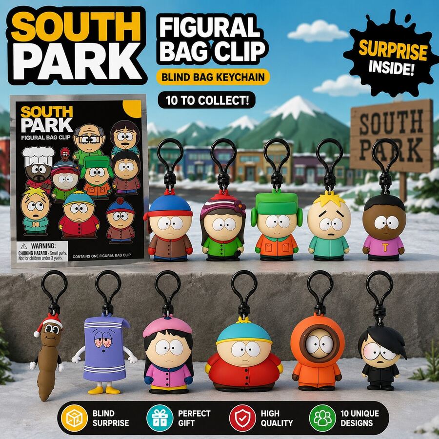 SOUTH PARK 南方公园官方授权钥匙扣（1个）- 3D泡沫随机单只包包夹子&挂件拉链钥匙圈背包配件收藏品情人节礼物- - 彩色 - 查看 1