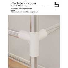 Single Wardrobe With Wire Frame, 146cm, Clothes Organizer With Curtain Door - View 6