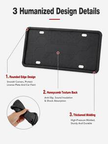 Moldura de Placa de Licença de Silicone, Suporte de Placa de Licença Flexível Resistente à Ferrugem, à Prova de Choques e Arranhões, 12,20" X 6,30" Acessório Externo de Carro Resistente às Intempéries, Adequado para Sedãs, SUVs, Caminhões - Moldura da placa - Visão 4