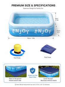 Inflatable Swimming Pool, 3-Layer Design, Multiple Sizes, Large Capacity, Multi-Purpose, Ground Pool, Patio Pool, Multi-Functional, Suitable For Yard, Party, Balcony, Home, Summer Party, Foldable, Gift - Multicolor - View 10