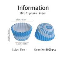Cốc giấy nướng bánh mini, Giấy lót bánh cupcake, Khuôn nướng bánh cupcake dùng một lần - Màu xanh lam - Xem 12