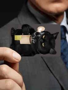 1张咖啡黑猫信用卡贴纸，可爱宠物派对生日礼物，PVC材质，防指纹防刮耐磨，男女通用，情侣适用，适用于小型芯片卡、银行卡、信用卡、交通卡、学生证等，可用于DIY - A款 - 查看 6