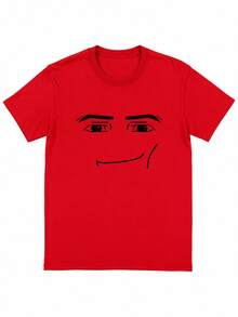 Anime Robot Robloxs Face T-Shirts, Funny Shirt ,Graphic Tees ,Crew Neck Short Sleeve T Shirts ,Women Clothing ,Harajuku T Shirts, Tee ,Summer Tops - 紅色 - 查看 13