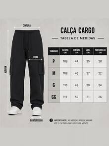 Men's Wide Leg Skater Cargo Pants Streetwear - 黑色貨物 - 查看 8