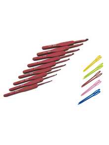 [19pcs]Red Silicone Handle Crochet Hook Set, 2.0-6.0mm 9 Common Sizes + 10 Colorful Sewing Needles, Suitable For Various Crochet Projects, From Fun Small Fabrics To Large Works - Crochet Set - View 5