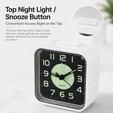 1pc Silent Sweep Non Ticking Analog Alarm Clock, Luminous Dial Desk Clock For Night Viewing, Snooze Function Night Light Bedside Clock, Compact Quartz Table Clock With Large Easy Read Numbers, 1 AA Battery Powered Battery Not Included - Multicolor - View 6