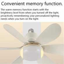 Lampu Kipas Enam Bilah dengan Kap Lampu Bulat yang Dapat Dilepas, Antarmuka E27, Lampu Kipas Senyap, Cocok untuk Ruang Tamu, Ruang Makan, dan Kamar Tidur - Putih - View 11