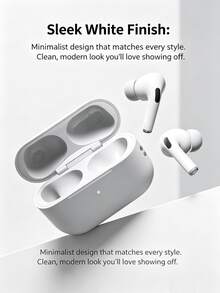 Bluetooth Wireless Earbuds, In-Ear Headphones With High-Fidelity Lossless Audio, 24-Hour Playtime, Lightning Charging Case, Noise-Proof, Compatible With Android, IOS, PC, Gaming & Music - White - View 2