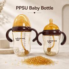 Tapusen 2026新款PPSU寬口餵奶瓶，適用於新生兒與嬰兒，8oz/10oz，仿真乳頭，防脹氣，附手把便攜式嬰兒杯，防漏，適用於奶粉、水、果汁，輕巧且可重複使用，適合旅行、戶外與居家使用 - 彩色 - 查看 10