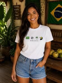 T-Shirt/Blouse For The Brazilian National Team, Brazil World Cup, All Sizes, Family, Patriotic, , Soccer, Unisex, Exclusive BrazilCore - 白色大嘴鳥 - 查看 2