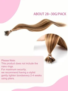 Nano Ring Hair Extensions, Straight Golden Highlights, Micro Link, Glue-Free, Easy Installation, Natural Hair Texture, Suitable For Brides, Weddings, Parties, Daily Wear, Halloween, Christmas, School - 彩色 - 查看 3