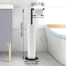 1pc Stainless Steel Movable Toilet Paper Holder, No Drilling Required, Suitable For Kitchen And Bathroom - Multicolor - View 2