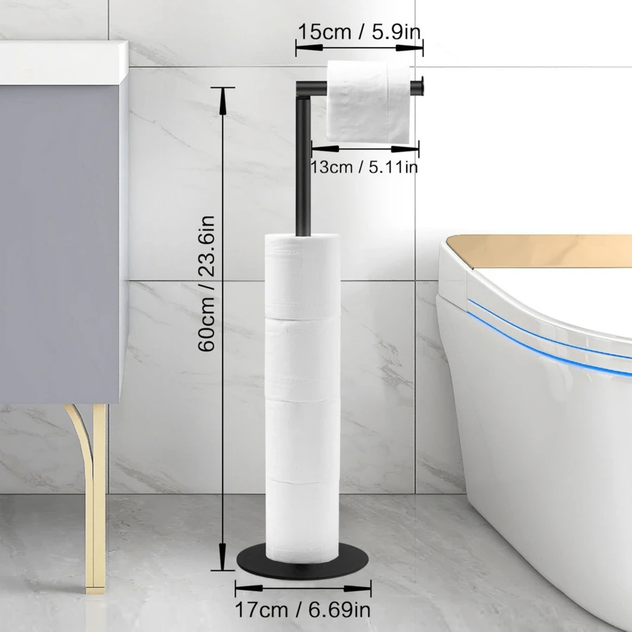 1 cái giá đựng giấy vệ sinh di động bằng thép không gỉ, không cần khoan, thích hợp cho nhà bếp và phòng tắm. - Nhiều màu - Xem 1