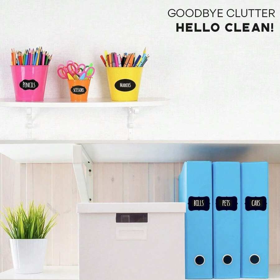 200pcs Removable Chalkboard Sticker Labels For Home Kitchen Supplies, Book Labels, Office Labels, Office And Study Supplies/Stationery Stickers/Doodle Stickers, Birthday/Easter/Presidents' Day/Christmas/Family/Friends/Boys/Girls Gifts, Classmate School Label Stickers - 200pcs - View 1