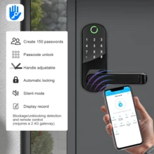 L.A.OL.A.U Smart Fingerprint Door Lock With Handle, Keyless Entry Electronic Door Handle Lock, Touchscreen Keypad, APP Control, RFID Card/Key Fob, Reversible Handle Installation, Suitable For Bedroom, Office, Apartment, Hotel And Home Environment - Multicolor - View 6