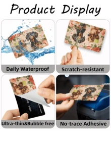 1pc Golden Retriever & Flower Credit Card Sticker Protector, Cute Pet Party Birthday Gift, PVC Material Anti-Fingerprint Anti-Scratch Wear-Resistant Skin, Suitable For Men, Women, Couples, Small Chip Cards, Bank Cards, Credit Cards, Transit Cards, Student Campus Cards DIY - Type a - View 9