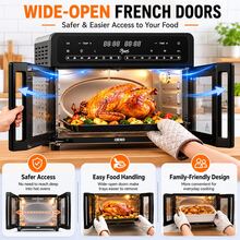 PwZzk Dual Zone Air Fryer Oven With French Glass Door 25.4QT Large Capacity Family Meals 16-In-1 Preset Menus LED Screen Advanced Dual-Fan 304 Stainless Steel 360° Heat Circulation Quick Even Cooking Results - 查看 5