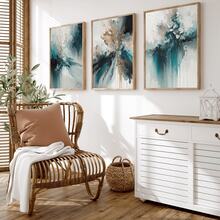 3pcs Set Elegant Turquoise And Gold Abstract Canvas Wall Art Prints - Waterproof, Modern Wall Decor For Living Room, Bedroom, Office And Dorm, Indoor And Outdoor Use, Contemporary Abstract Art Waterproof Canvas Wall Decor, Living Room Wall Decor, Canvas Wall Art, Fashionable Girl Art, Inspirational Quote Art, Home Decor, Canvas Hanging - A - View 11