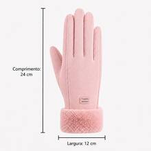 Women's Touch Screen Thermal Gloves With Lining, Warm Velvet, Stylish, For Winter And Cold Weather. - 淺粉色 - 查看 6