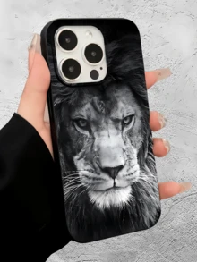 1個黑色霧面黑白獅子極簡個性化TPU防震全包覆手機殼，適用於Apple 17, 16, 15, 14, 13, 12, 11 Pro Max, Air - 彩色 - 查看 2