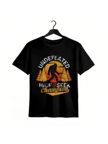 Peekaboo Shirt Sasquatch T-Shirt - Soft 100% Cotton, 220g Premium Quality, Comfortable Men'S Tee For Everyday Wear Clothes Menswear - Black - View 1