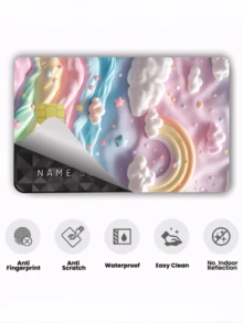 1pc Cute Rainbow Cloud Credit Card Sticker, Cotton Candy Style Party Birthday Gift, PVC Material Anti-Fingerprint Anti-Scratch Durable Skin, Suitable For Men, Women, Couples, Fits Small Chip Cards, Bank Cards, Credit Cards, Transportation Cards, Student ID Cards For DIY - Type a - View 7