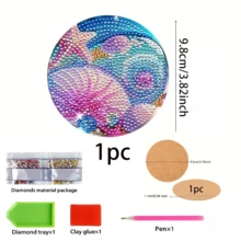 5D DIY 鑽石畫杯墊套組,適合初學者與成人,繪畫手工藝與縫紉用品,適用於居家裝飾、婚禮配件與派對小禮物玩具,多款節日裝飾禮品 - 點鑽杯墊 - 查看 20