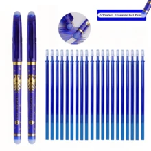 Juego de 22 bolígrafos de gel borrables azules, con borrador incorporado, diseño de agarre suave y secado rápido, bolígrafos de punta de bola, perfectos para tomar notas y escribir, suministros ideales para oficina y escuela, regalo de cumpleaños, Navidad, Halloween, Día de San Valentín, Año Nuevo, amigo y Pascua! - Juego de 22 piezas - Ver 9