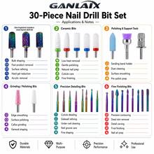 GANLAIX Professional Nail Care & Polishing Tool Kit, Includes 30pcs Nail Drill Bits + 3 Sets Sanding Bands, Complete Manicure & Pedicure Accessory Set With Zipper Storage Bag - Blue - View 4