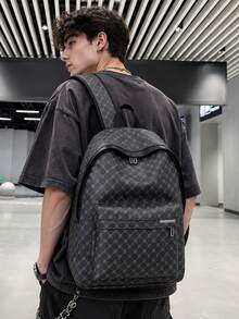 COLORFUL YOUNG 男士背包、商務背包、字母圖案背包、旅行背包、學生背包、筆電背包、防水大容量便攜背包，適合返校與旅行，PU防水流線型時尚卡通印花迷彩時尚休閒商務健身出遊包，黑色包，登山，多功能戶外時尚休閒男士爸爸禮物，男朋友禮物，度假桃樹 - 彩色 - 查看 8