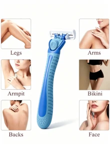 Dao cạo 6 lưỡi cho nữ 6/12/18/24 cái, lưỡi cạo cho vùng nhạy cảm, nách, lông chân, dụng cụ cạo lông, dao cạo chăm sóc cơ thể, dao cạo râu cho nam, lựa chọn cao cấp khi du lịch - 12 lưỡi dao + 1 cán - Xem 4