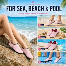 Fashionable Water Shoes: Striped Light Pink, Smooth And Breathable Upper. Suitable For Beach Vacations, Beach Walks And Water Activities. Women's Stream Hiking Shoes, With Non-Slip Rubber Soles, A Fun And Practical Beach Water Shoe. - Baby Pink - View 7
