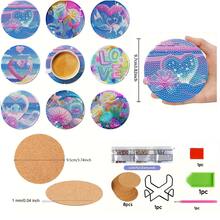 5D DIY 鑽石畫杯墊套組,適合初學者與成人,繪畫手工藝與縫紉用品,適用於居家裝飾、婚禮配件與派對小禮物玩具,多款節日裝飾禮品 - 點鑽杯墊 - 查看 2