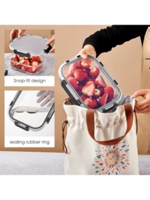 3pcs 360/630/1030ml Food Storage Bento Box Set - Office Lunch Prep Containers, Back To School Supplies, Easy To Carry, Outdoor Glass Bento Storage Box Set With Lids, Stackable Glass Prep Boxes With Lids, Airtight Glass Storage Jars, Freezer To Oven Upgrade Snap Lock Transparent Food Salad Fruit PET Bento Storage Box - Multicolor - View 4