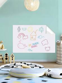 1 Roll Self-Adhesive Whiteboard Greenboard Chalk Wall Sticker With Eraser, Office Home Decor Canvas Message Board - Multicolor - View 6