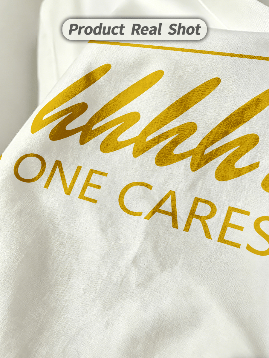 Women's Soft And Casual Short-Sleeved T-Shirt With A Round Neck, Featuring A Graphic Print Of The Slogan "Shhhh No One Cares" For Spring And Summer Wear. - trắng - Xem 3