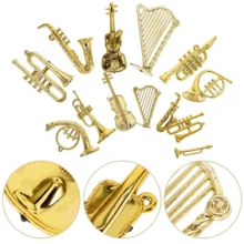 5/10/20 cái mô hình nhạc cụ mini mạ vàng trang trí, đạo cụ chụp ảnh, đồ thủ công nhỏ cho bàn làm việc, bàn học, phụ kiện trang trí cây thông Noel DIY - A - Xem 6