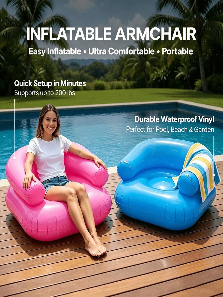5/2/1pc Transparent Squishy Portable Inflatable Sofa, Durable PVC Quick Inflation Air Couch, No Pump Required Leakproof Waterproof, Foldable Lightweight For Camping Picnic Beach Travel, Multi Season Unisex Lounge Gear