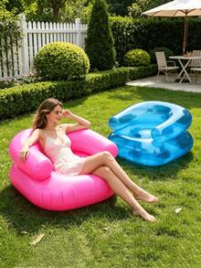 5/2/1pc Transparent Squishy Portable Inflatable Sofa, Durable PVC Quick Inflation Air Couch, No Pump Required Leakproof Waterproof, Foldable Lightweight For Camping Picnic Beach Travel, Multi Season Unisex Lounge Gear - Multicolor - View 6
