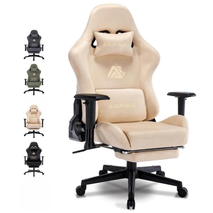 Office Chair, Gaming Chair, Breathable Office Chair Made Of High-Quality Fabric, Soft Fur, Ergonomic Computer Chair, Adjustable And Swivel Office Chair With Footrest - Màu be - Xem 1